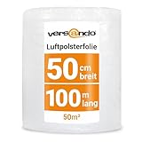 versando Luftpolsterfolie 100m x 0,5m Versand, Verpackung, Umzug Noppenfolie Bubble Wrap LPF Rolle 2-schichtig 45my