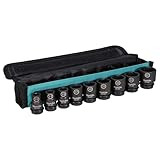 Makita E-16601 Impact Black Schlagnuss-Set 1/2' 8-teilig in Tasche, SW10 - SW27 inkl. O-Ringe und Stifte, Chrom-Molybdän, Schlagnüsse 38 mm lang