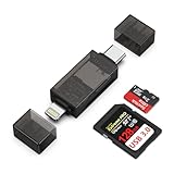 iPhone SD Kartenleser, 2 in 1 Lightning USB C Adapter SD Card Reader für Micro SD/SD, iPhone Adapter SD Karte für iPhone 17 16 15 14 13 12, i Pad, MacBook, Galaxy S24/S23, Huawei, Kamera