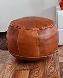 ChamChimi Pouf, Handgefertigten Marokkanische Echtleder Sitzhocker, bequemer Sitzsack für Erwachsene und Kinder, Sitzpouf Rund, Fußhocker 45 x 35 cm (Ungefüllt)