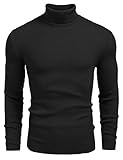 COOFANDY Herren Rollragen Pullover Langarmshirt Feinstrick Sweater Freizeit Slim fit Basic Männer Pullover Schwarz L