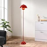 Moderne Hohe Stehlampe, Mid-Century-Standleuchten mit leuchtenden Farben für Wohn- und Schlafzimmer, Metall-Stehlampe Deckenfluter zum Lesen (Rot)