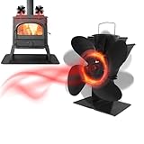 Yznahre Kaminventilator, 4 Flügel Ofenventilator Ohne Strom, Kaminofen Ventilator für Holzöfen, Stove Fan for Fireplace Umweltfreundlich Umwälzung
