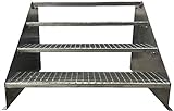 4 Stufen Standtreppe Stahltreppe freistehend Breite 60cm Höhe 84cm Verzinkt/Robuste Außentreppe/Stabile Industrietreppe für den Außenbereich