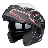Helm für Motorräder Full-Face Motorcycle Helmet Tragbarer Integralhelme Flip-up Motorradhelm Zertifizierung von DOT (Magie, XL)