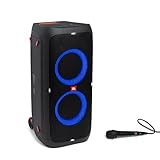 JBL PartyBox 310 MC in Schwarz – Trag- und rollbarer Bluetooth Party-Lautsprecher mit Lichteffekten – Spritzwassergeschützte, mobile Karaokebox mit Mikrofon