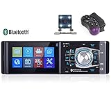 VIGORFLYRUN PARTS LTD 4,1' 1 Din Bluetooth Autoradio, Auto Audio FM Radio MP5 MP4 Spieler unterstützt USB/SD/AUX Freisprecheinrichtung 4012b mit Rückfahrkamera