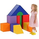 HOMCOM 11 TLG. Schaumstoff Bausteine Kinder Softbausteine Klettern toben Bauklötze Weiche Schaumstoffbausteine für 1-3 Jahre Kinder Bausteinset Bunt