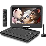 KCR 14-Zoll tragbarer TV/Tragbarer DVD-Player Combo mit HD LED-Drehbildschirm und DVB-T2 digitalem TV-Tuner/USB/HDMI/AV/Audio, eingebautem Akku, zwei Stereo-Lautsprechern