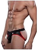 Arjen Kroos Jockstrap String Tanga für Herren sexy Unterwäsche Männer Slips Thong Sport G-String Sportunterwäsche Low-Rise, Schwarz, L (76-84CM)