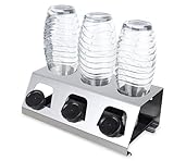 Flaschenhalter für SodaStream,Flaschen Abtropfständer,Flaschenhalter aus Edelstahl zum Abtropfen, für 3 SodaStream Crystal,ca.30×15.5×11cm