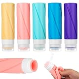 Okeno Select 5 Stück Silikon Reiseflaschen zum Befüllen 100ml Flaschen Handgepäck Flüssigkeiten, Reiseshampoo Flaschen zum Befüllen, Travel Essentials, Urlaub Gadgets, Reisezubehör Flugzeug Reiseset