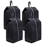 4 Stück Schuhtasche Schwarz, Wasserfeste Schuhbeutel Schmutzabweisender Schuhsack Separate Aufbewahrungstaschen für Schuhe und Kleidung Für Alltägliche Ausflüge, Urlaub, Sport (42x24cm)