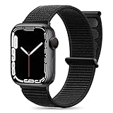 Maledan Nylon Armband Kompatibel mit Apple Watch Armband 44mm 38mm 42mm 40mm 41mm 45mm 46mm 49mm, Verstellbare Sport Armband Kompatibel mit iWatch Series 10 9 8 7 6 5 4 SE, 42mm/44mm/45mm/49mm,Schwarz