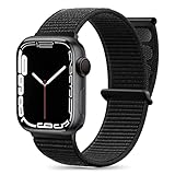 Maledan Nylon Armband Kompatibel mit Apple Watch Armband 44mm 38mm 42mm 40mm 41mm 45mm 49mm, Verstellbare Sport mit iWatch Series 8 7 6 5 4 3 2 1 SE, 42mm/44mm/45mm/49mm, Schwarz