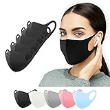 Stoffmaske 5 Stück schwarz für ältere Kinder Jugendliche Erwachsene Mundschutz Maske waschbar, Behelfsmaske Alltagsmaske Gesichtsmaske Damen Herren