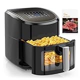 Euary Heißluftfritteuse 7,5L XXL 1700W Friteuse Heissluftfriteuse mit 12 Programmen,Fritteuse Heissluft Ohne Fett,Airfryer mit Rezeptbuch auf Deutsch