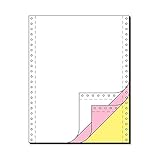 SCHÄFER SHOP Endlospapier 3fach – A4 hoch, blanko Computer Papier LP SD 54/53/55 g/qm - weiß, rosa, gelb Kopien - 600 Blatt