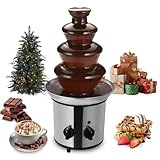 4-Etagen Schokobrunnen mit Schmelzfunktion, 170W Elektrisch Schokoladenbrunnen Schokoladenfondue Maschine, 1.8L/60.86oz Kapazität Edelstahl Schokoladen Brunnen für Familie Party Geburtstag Hochzeitd