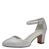 Tamaris Damen Pumps Blockabsatz Vegan; SILVER GLAM, EU 38