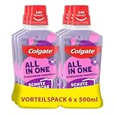 Colgate Mundspülung All In one 6x500 ml – für sofortige & anhaltende Frische und Kariesschutz – antibakterielle Mund- und Zahnreinigung ohne Alkohol** für optimalen Schutz