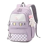 JANSBEN Rucksack Teenager mädchen Schulranzen Jungen Schulrucksack Schultasche Sporttasche Daypack für Schule Ranzen höhenverstellbar Viele Fächer Laptopfach Lila Nylon(21L)