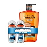 L'Oréal Men Expert kühlendes Körperpflegeset für Männer, Mit XXXL Duschgel und 6x Deospray, Set für Herren mit Taurin und Cooling Effekt, Hydra Energy, Fresh Extreme, 7-teilig