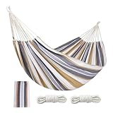 Outdoor-Hängematte | Gestreifte Campingschaukel mit Organizer-Tasche | Verdickte Schlafhängematte | Zwei-Personen-Schaukelbett | Vielseitige Hängematte für Camping und Faulenzen für Strand, Bäume und