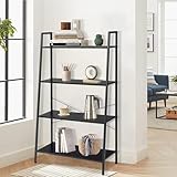 FURNITABLE Bücherregal, Leiterregal mit 4 Ebenen, Standregal, Lagerregal, Industrie-Design, Metall, Schwarz,80×34×137cm