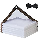 BNGXR 2x2m Wasserdicht Transparent Plane mit Ösen, Regenschutz Abdeckplane aus Kunststoff mit Spanngummi und 4m Bindeseil, Plane für Camping Balkon Pflanzen Gewächshaus Garten Möbel Staubdicht