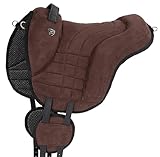 Equinate Reitpad Harper aus synthetischem Wildleder Pferd Braun - Bareback Pad mit pflegeleichter Neopren Unterseite - Reitkissen Baumloser Sattel