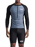 iiniim Herren Badeanzug Rash Guard Langarm Badeshirt + Badeshorts Sonnenschutz Schwimmanzug UV Schutz Bademode Sommer Surfanzug Schwarz L