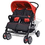 vidaXL Zwillingsbuggy Stahl Buggy Geschwisterkinderwagen Zwillingswagen Baby