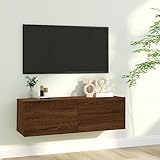 MOBCANT TV-Wandschrank, Fernseher Schrank Schränke TV möbel Wohnwand Geeignet für Hotel Wohnung Wohnbereich Büro Braun Eiche 100x30x30 cm Holzwerkstoff