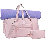 Sporttasche Damen Reisetasche mit Schuhfach & Nassfach und Kulturbeutel Yogatasche Trainingstasche Herren Gym Tasche Fitnesstasche, Rosa