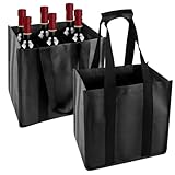 LWMTT Bottlebag Schwarz - 6 Fächer, Flaschenträger,Flaschentasche 6 Flaschen，Einfaches Recycling der Flaschen, Wasser-Flaschen Tagetasche mit Trennwände,Tasche mit, Flaschenkorb