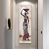 LZJAGXX Large Size Wall Art African Women Portrait Canvas Painting Posters Prints for Living Room Entrance Home Decoration Artwork 45x130cm Frameless