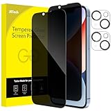 JETech Sichtschutz Full Screen für iPhone 14 Plus 6,7 Zoll mit Kameraschutz, Anti-Spy Panzer Schutz Glas Folie Schutzfolie Folie Kamera Displayschutz, 2 Stück Jeweils