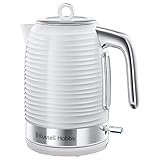 Russell Hobbs Wasserkocher [1,7l, 2400W] Inspire Weiss mit hochwertiger Hochglanz-Struktur (Schnellkochfunktion, herausnehmbarer Kalkfilter, Wasserstandsanzeige, abnehmbarer Deckel) Teekocher 24360-70