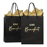 COLOFALLA 2 Stück Geschenktüten Schwarz Papiertüten mit...