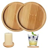 2er Set Kerzenständer Stumpenkerzen Holz,8cm Kerzenteller,Holz Kerzenhalter Stumpenkerzen,für Indoor Outdoor,Einsetzbar als Kerzenteller Schlüsselablage Serviertablett oder Schmucktablett.
