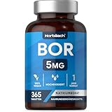 Bor Tabletten Hochdosiert 5mg Reines Bor pro Tablette | 1 Jahr Vorrat - 365 Vegane Tabletten | Ohne unerwünschte Zusätze | Boron Supplement | von Horbaach