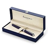 Waterman Exception Füller (Modell „Slim“) | blau mit Silber-plattiertem Clip | Federstärke F | blaue Tinte | Geschenkbox