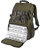 Spro Double Camouflage Back Pack - Angelrucksack für Raubfischangler, Rucksack für Gummifische & Wobbler, Kunstködertasche