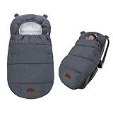 Baby Fußsack Winter für Babyschale Einschlagdecke Wasserdicht Universal Winterfußsack Babyfußsack aus Warmem Thermofleece für Kinderwagen und Buggy (Grau)