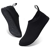 AUXDIQ Schwimmschuhe Badeschuhe Aquaschuhe Surfschuhe Wasserschuhe Strandschuhe Barfuß Schnell Trocknend für Damen Herren Schwarz 40/41 EU