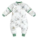 WYTbaby Schlafsack mit Füßen 2.5 Tog 100% Baumwolle Winterschlafsack mit Abnehmbare Ärmel Warm Babyschlafsack für Kleinkind Jungen Mädchen 2-3 Jahre