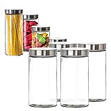 BigDean 4er Set Vorratsgläser 1,7 Liter Glas Schraubglas Lebensmittelglas Edelstahldeckel mit Schraubverschluss 22 x 11 cm