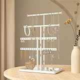 Josmimic Schmuckständer Kettenhalter Schmuck Halterung: Großes Fassungsvermögen, Verstellbarer Halskettenhalter – Stabile Schmuckaufbewahrung für Ohrringe, Armbänder, Uhren, Weiß