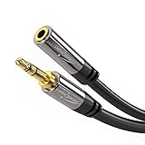 KabelDirekt – 2 m – Kopfhörer-Verlängerungskabel, 3,5-mm-Klinken-Verlängerung (Aux-Audiokabel, Klinkenstecker/Klinkenbuchse, nahezu unzerstörbares Metallgehäuse, ideal für Kopfhörer, schwarz)